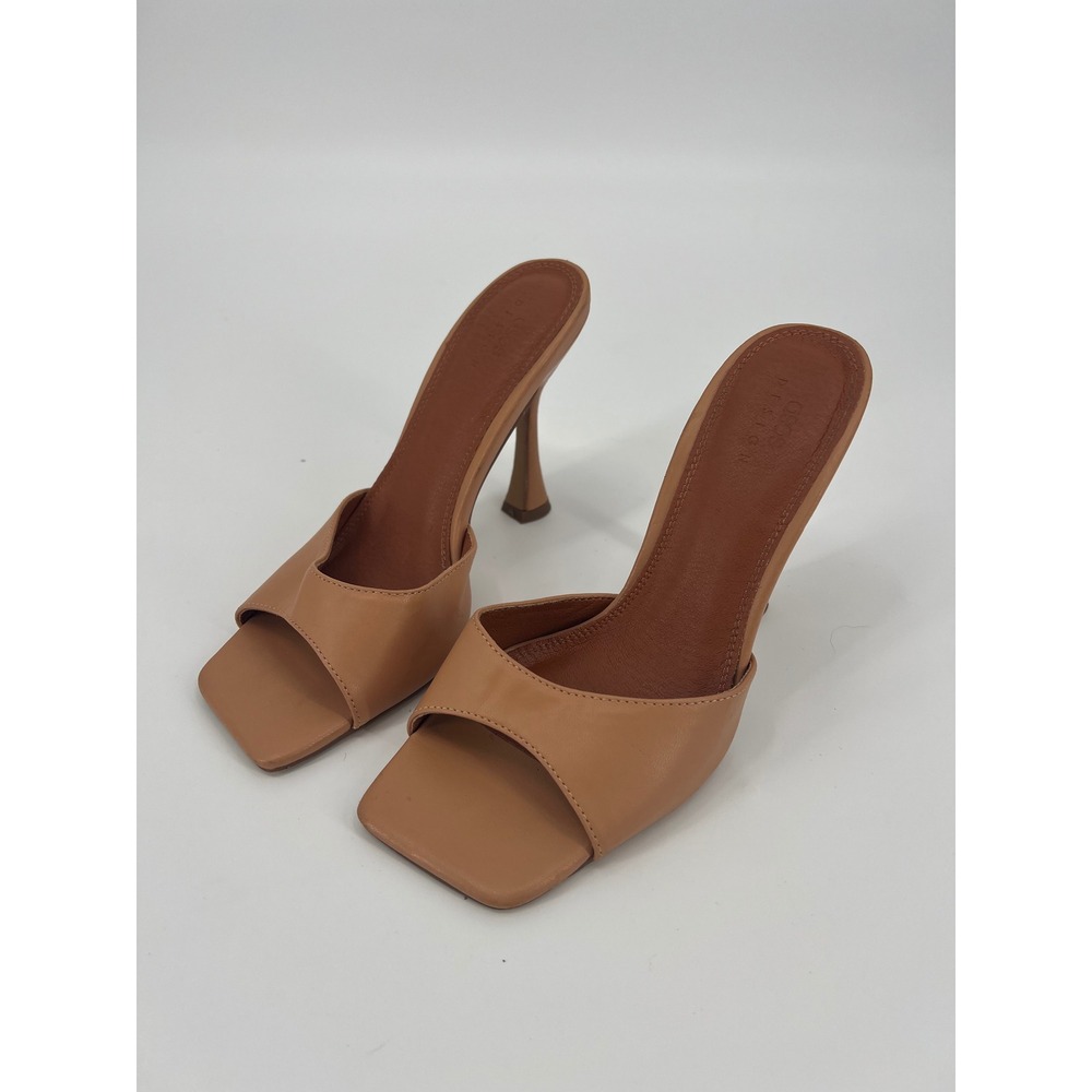 ASOS DESIGN Wide Fit Noun Camel Square Toe Mule Sandals Heels US 6 1672569